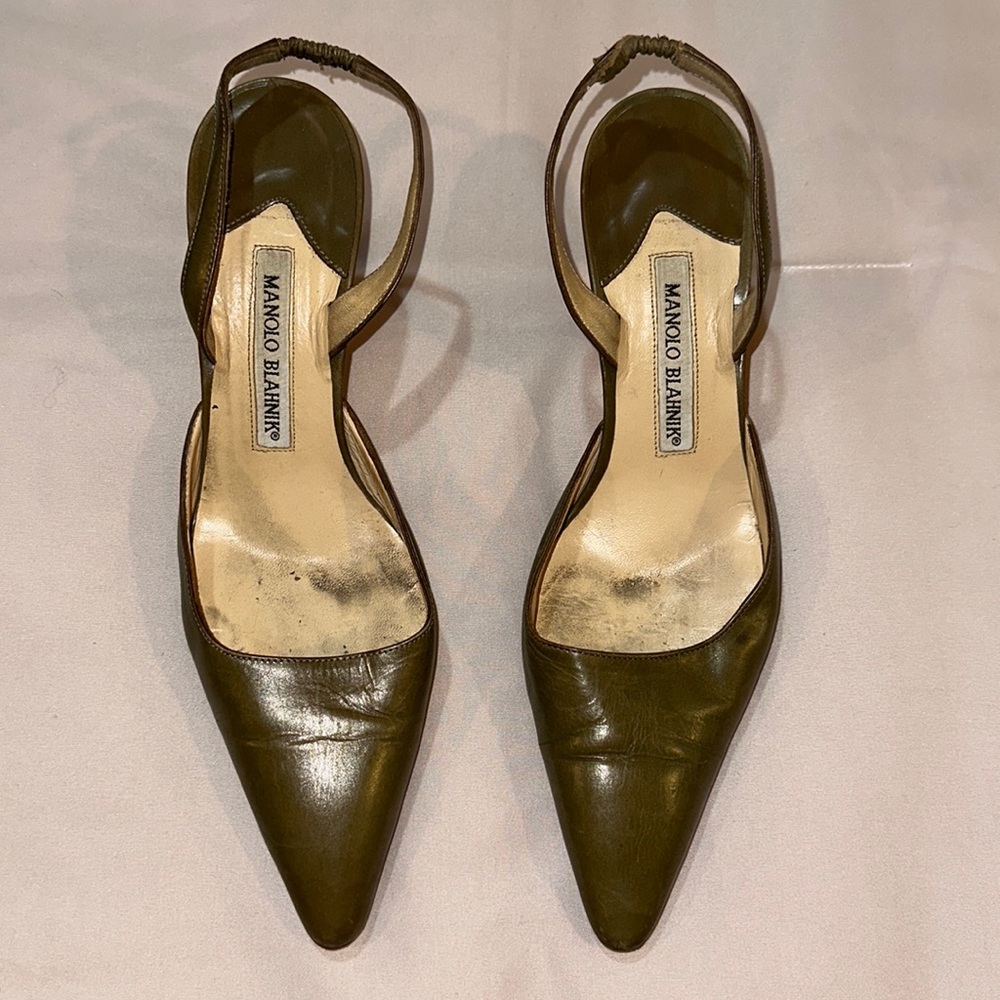 Manolo Blahnik short pumps 37-1/2 - Dark Green Leather